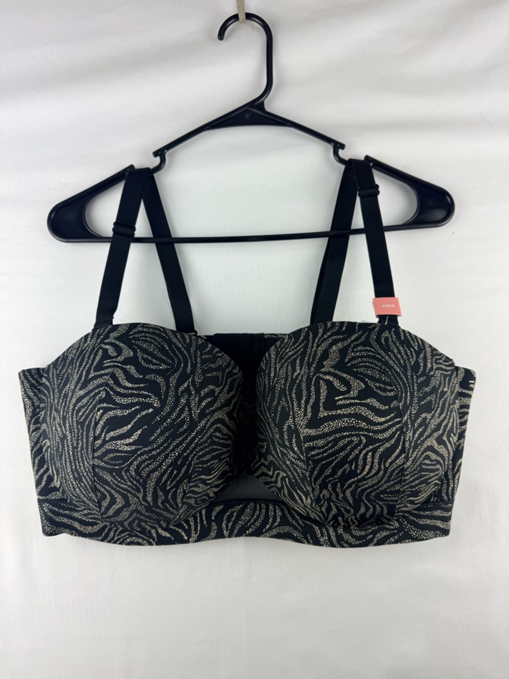 Cacique Comfort Bliss Strapless Bra Black Zebra Print Strapless Bra 42DD